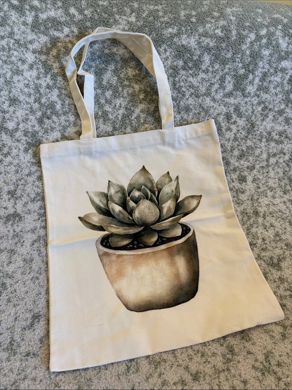 Desert Cactus Echeveria Succulent Cotton Canvas Tote Bag NWT 15.50x14”